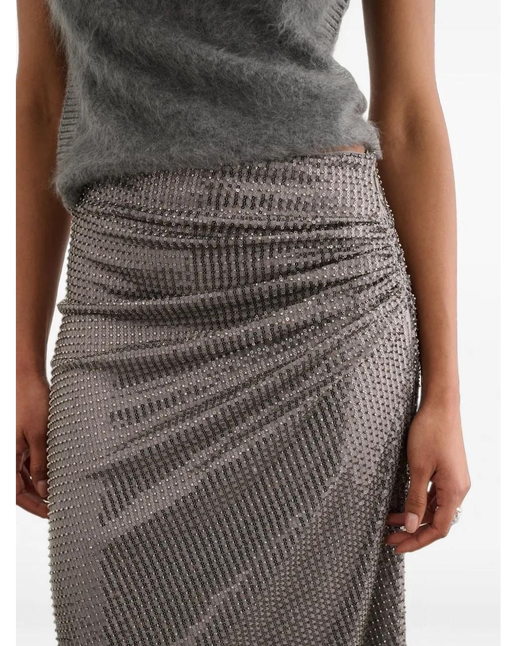 Toccin Gray Raelynn Sequin-Embellished Draped Skirt