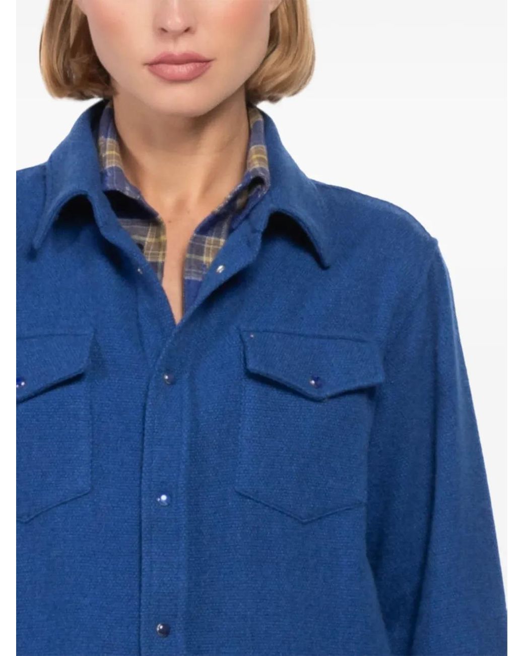God's True Cashmere Blue Cashmere Overshirt