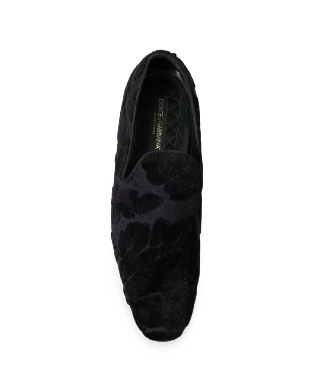 Dolce & Gabbana Black Floral-Brocade Loafers for men