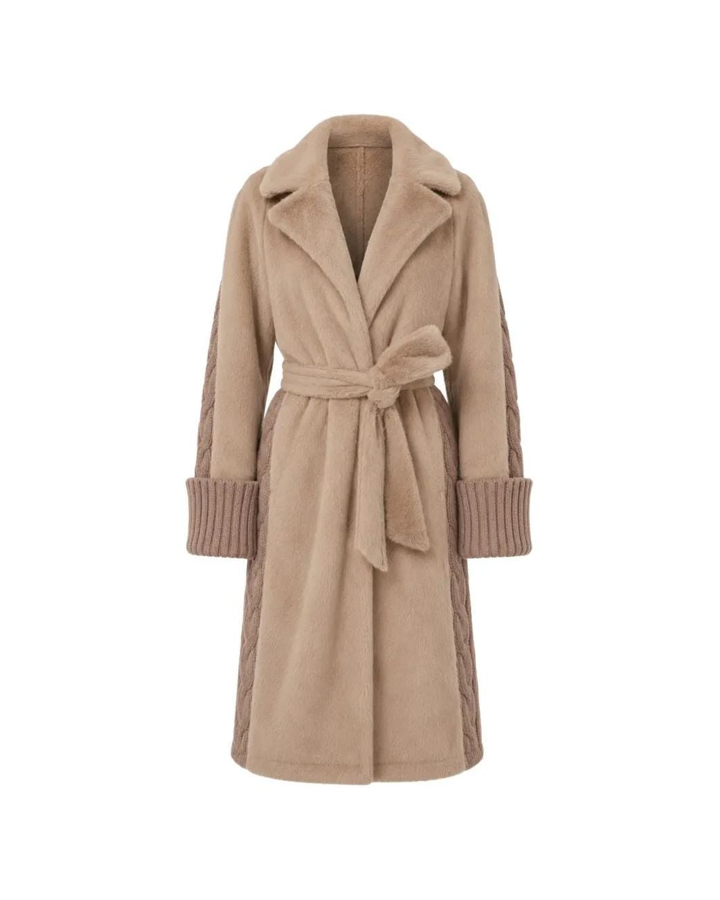 Guess Natural Manteau Ludovica En Maille Torsadée
