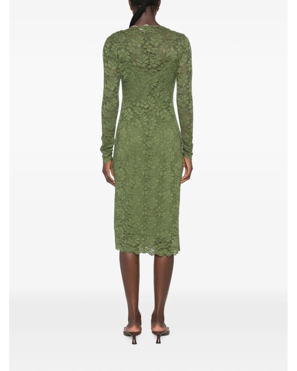Diane von Furstenberg Green Darrius Long-Sleeve Midi Dress