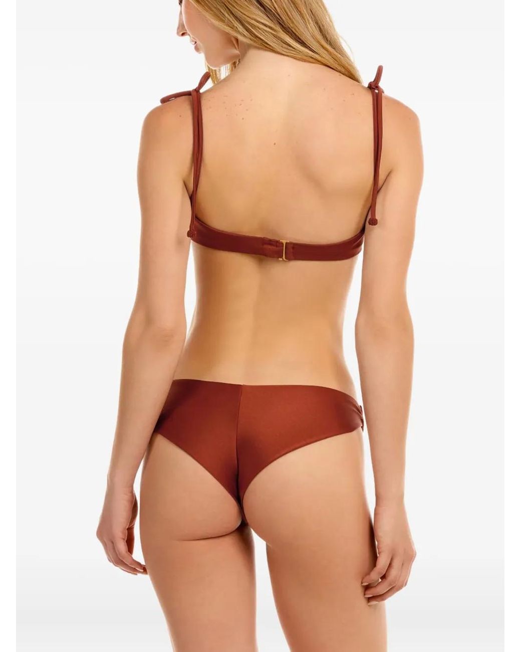 Agua Bendita Red Quilted Tie-Detail Bikini