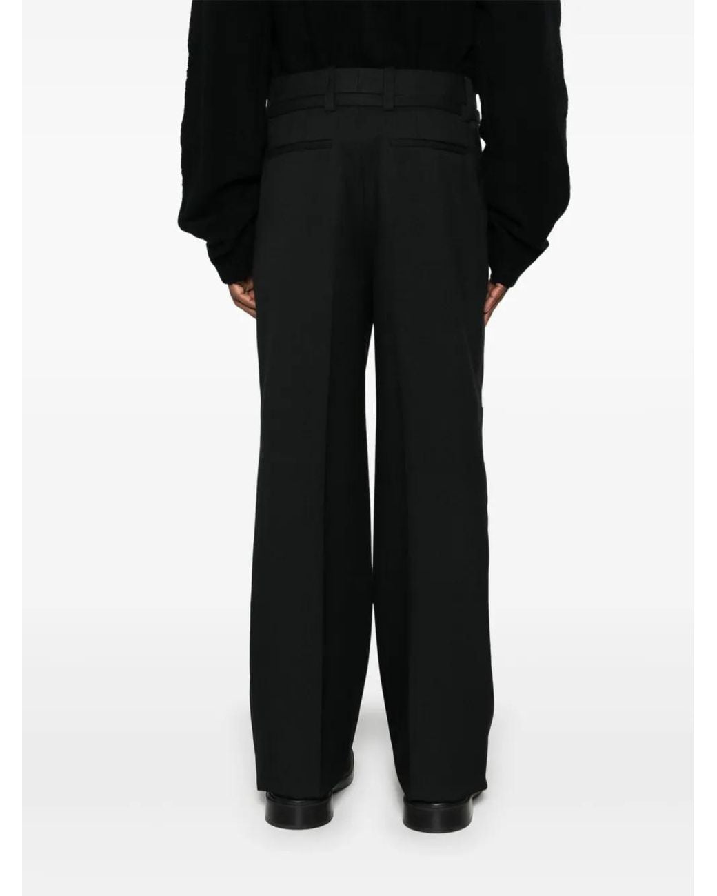 Jil Sander Black Belted Tailored Trousers for men
