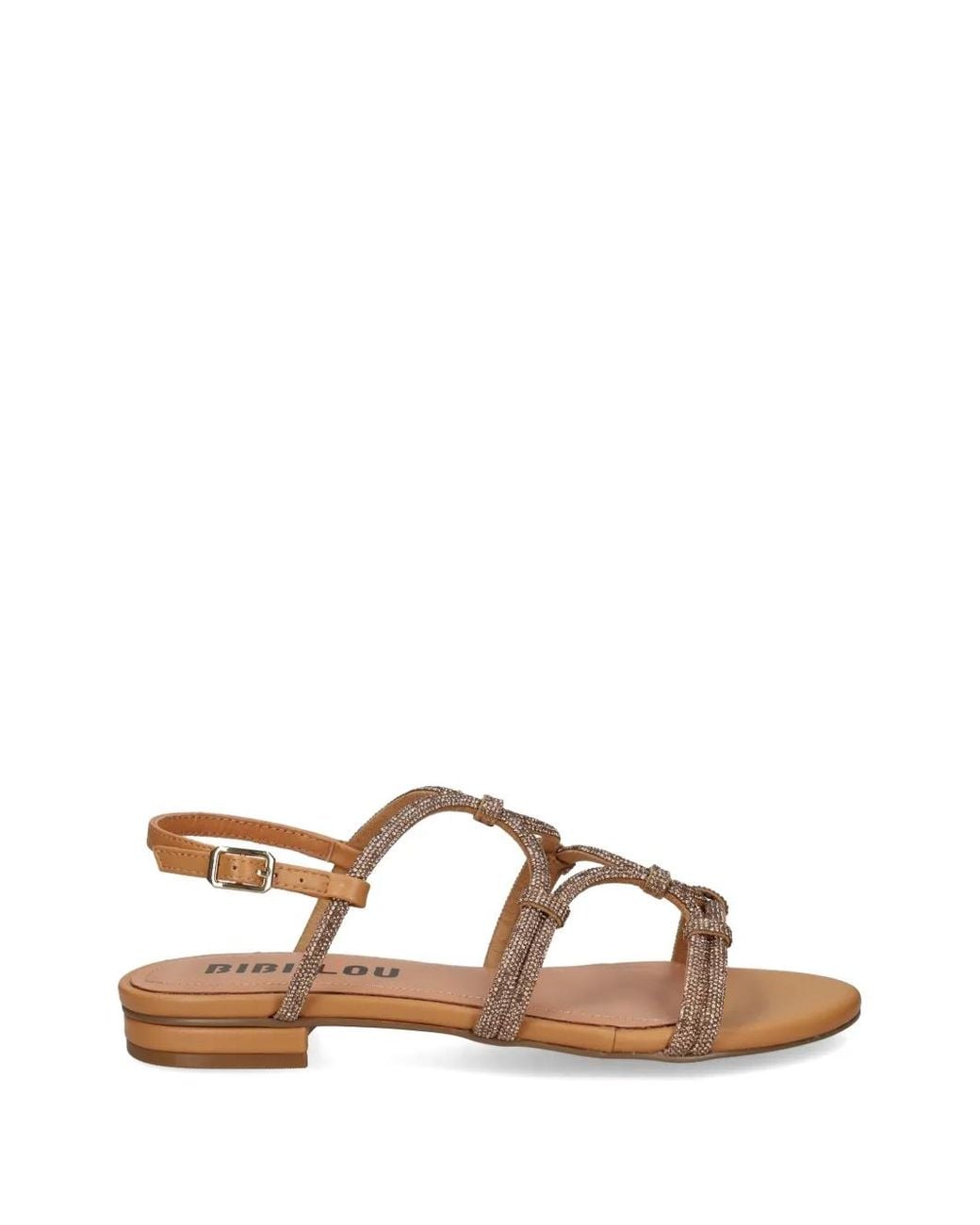 Bibi Lou Brown Quail Crystal-Embellished Caged Sandals