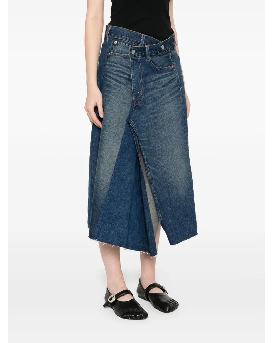 Junya Watanabe Blue Denim Asymmetric Skirt