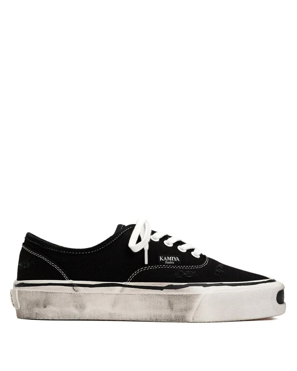 KAMIYA Black Herc Distressed Vulcanized Sneakers