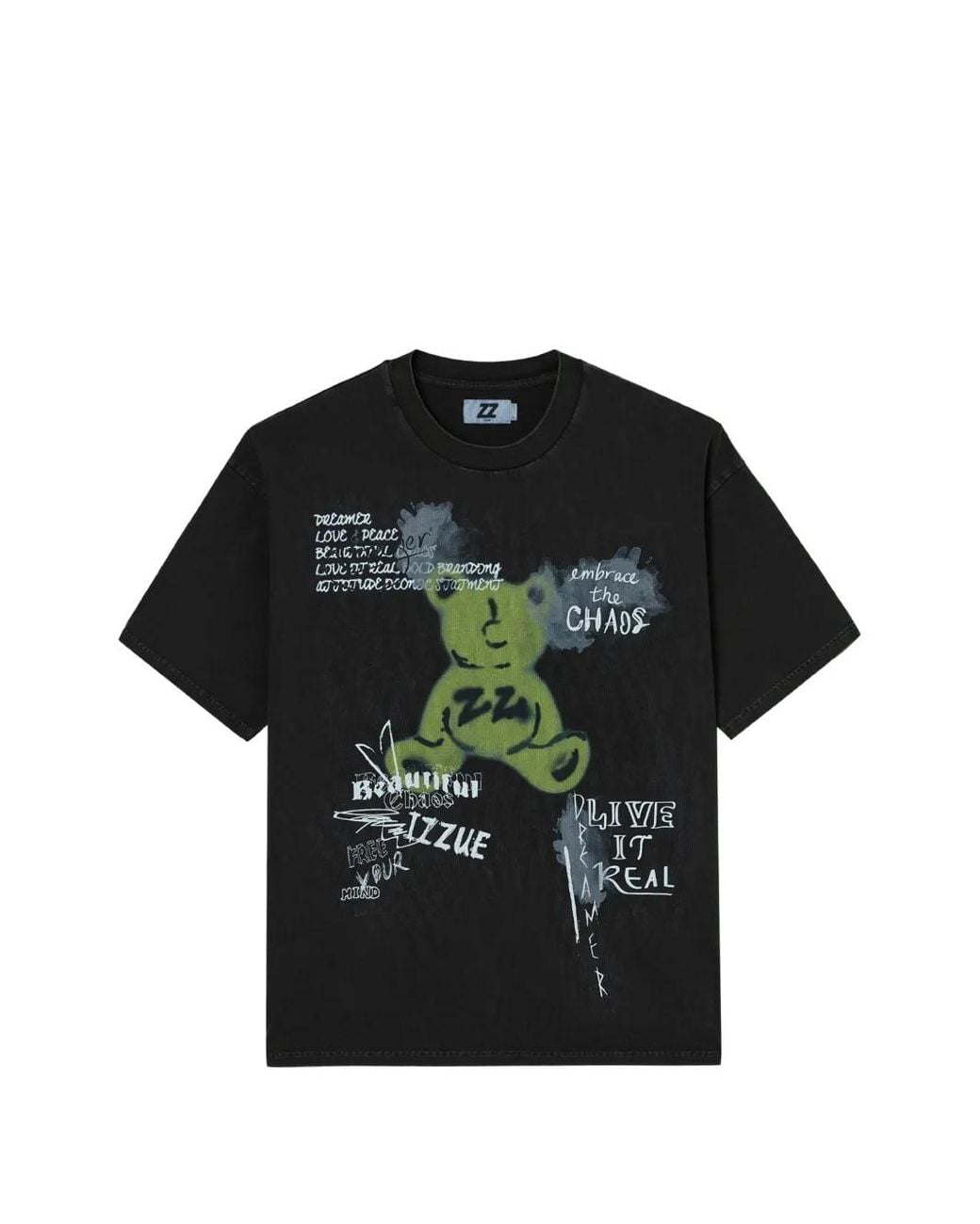 Izzue Black Graphic-Print Cotton T-Shirt for men