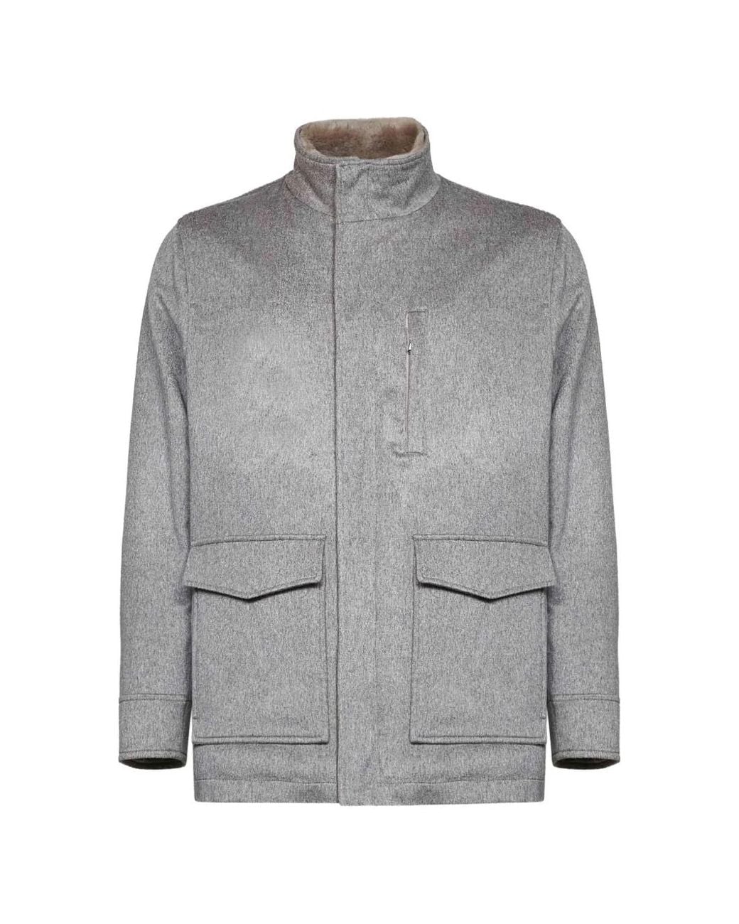 Barba Napoli Gray Stand-Collar Utility Coat for men
