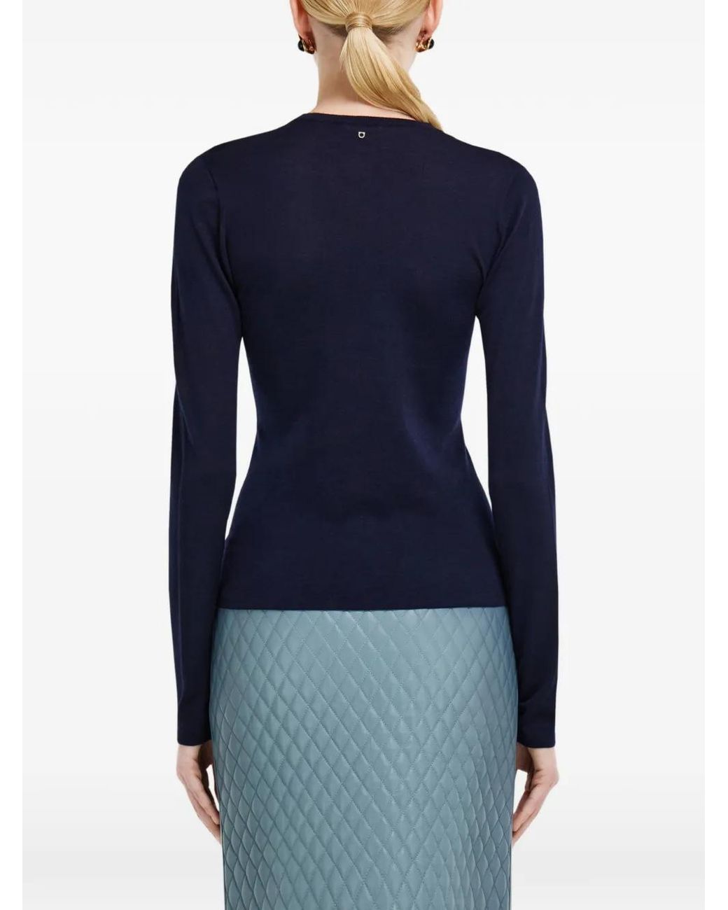 Ferragamo Lichtgewicht Wollen Top in het Blue