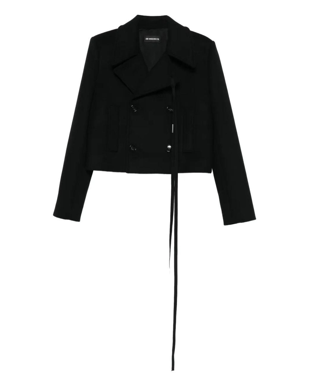 Ann Demeulemeester Black Tie-Detail Jacket