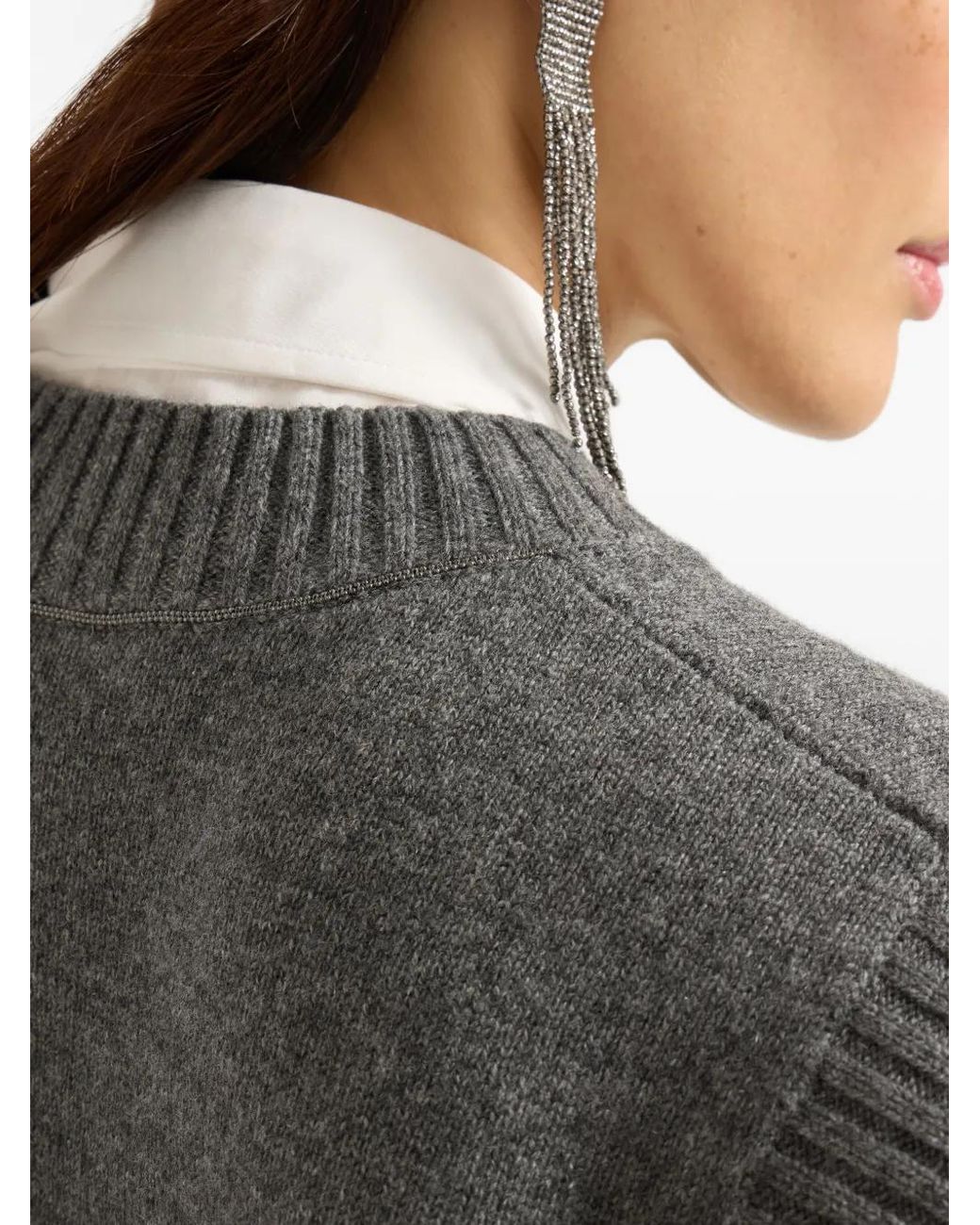 Brunello Cucinelli Gray Cashmere Sweater Vest With Monili