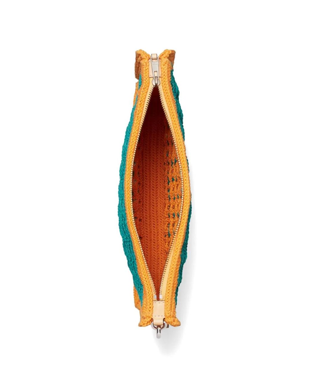 Tory Burch Orange Hand-Crocheted Pouch
