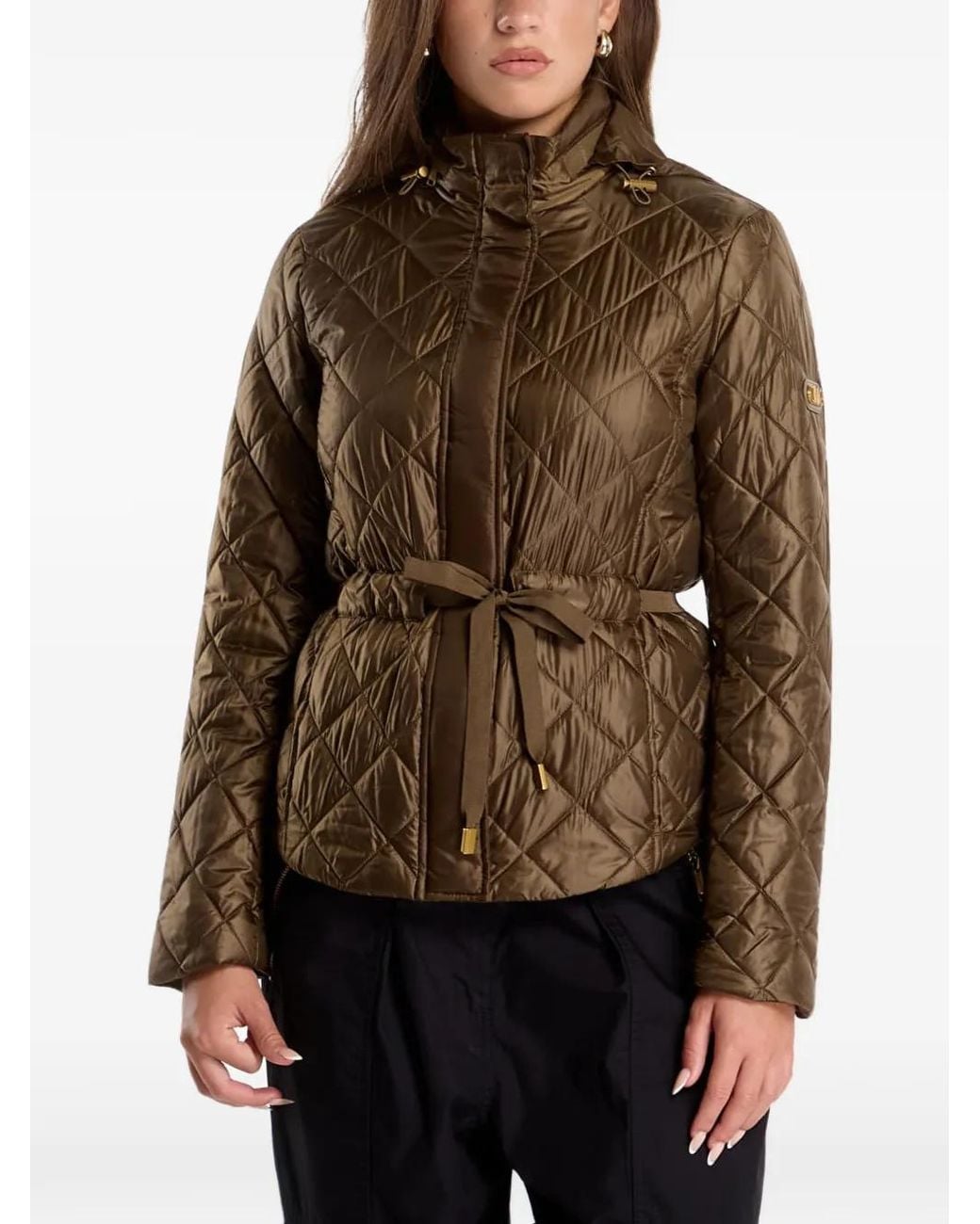 Michael Kors Brown Quilted Belted Jacket