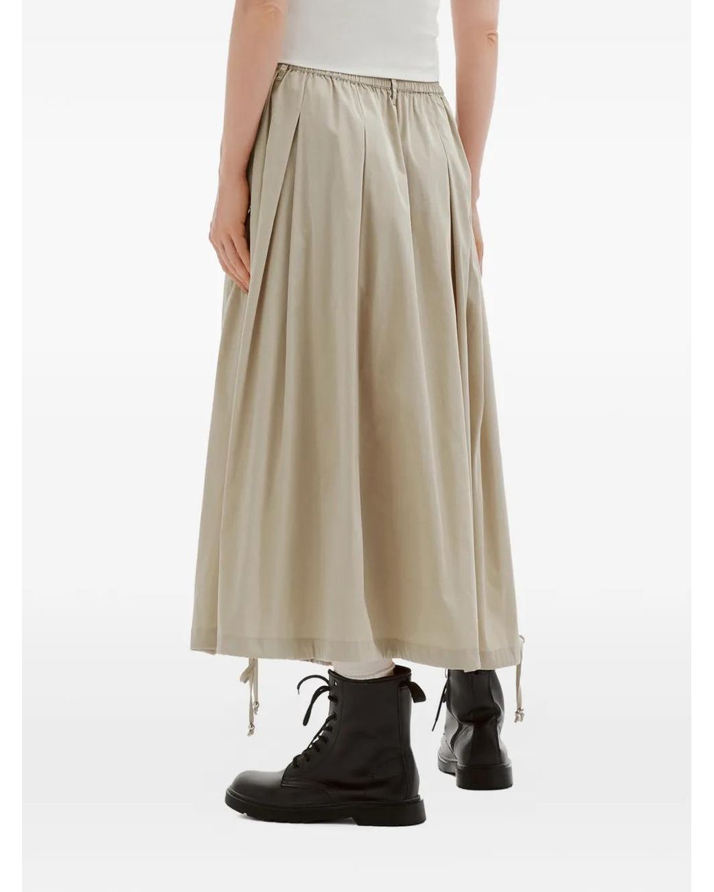 Musium Div. White Pleated Midi Skirt