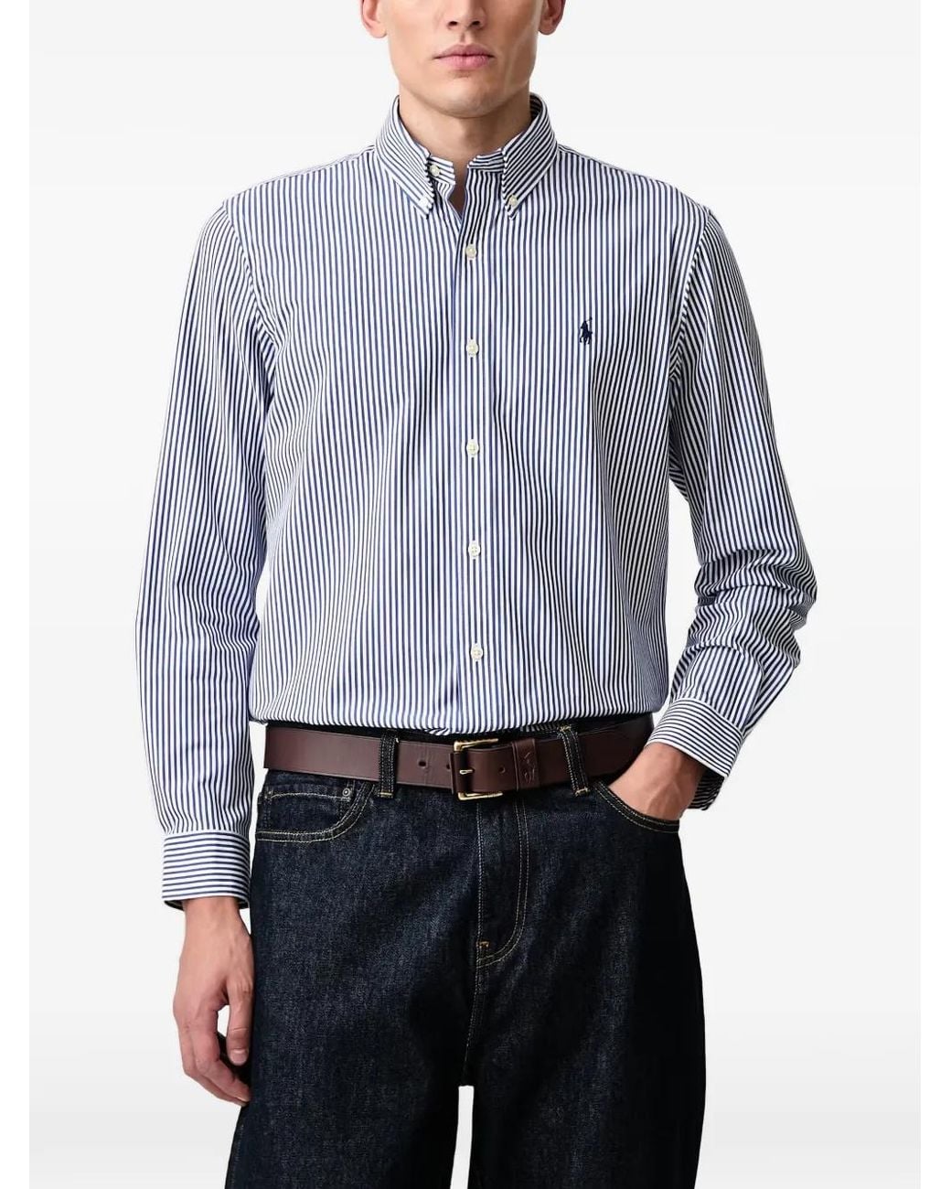 Polo Ralph Lauren Blue Striped Button-Down Shirt for men