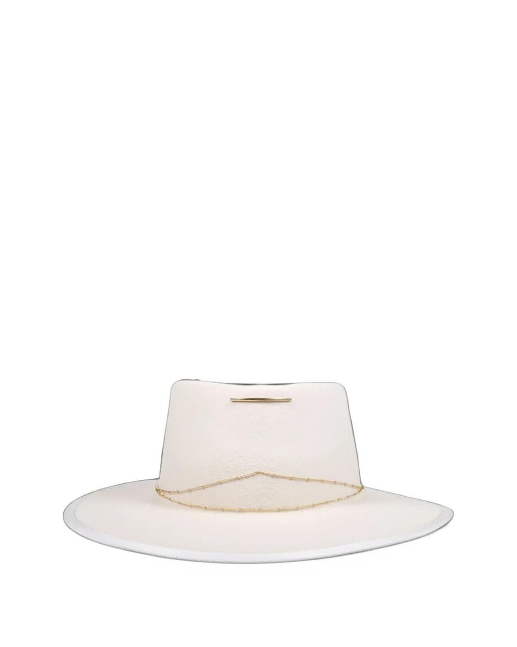 Van Palma White Anna Chain-Embellished Hat