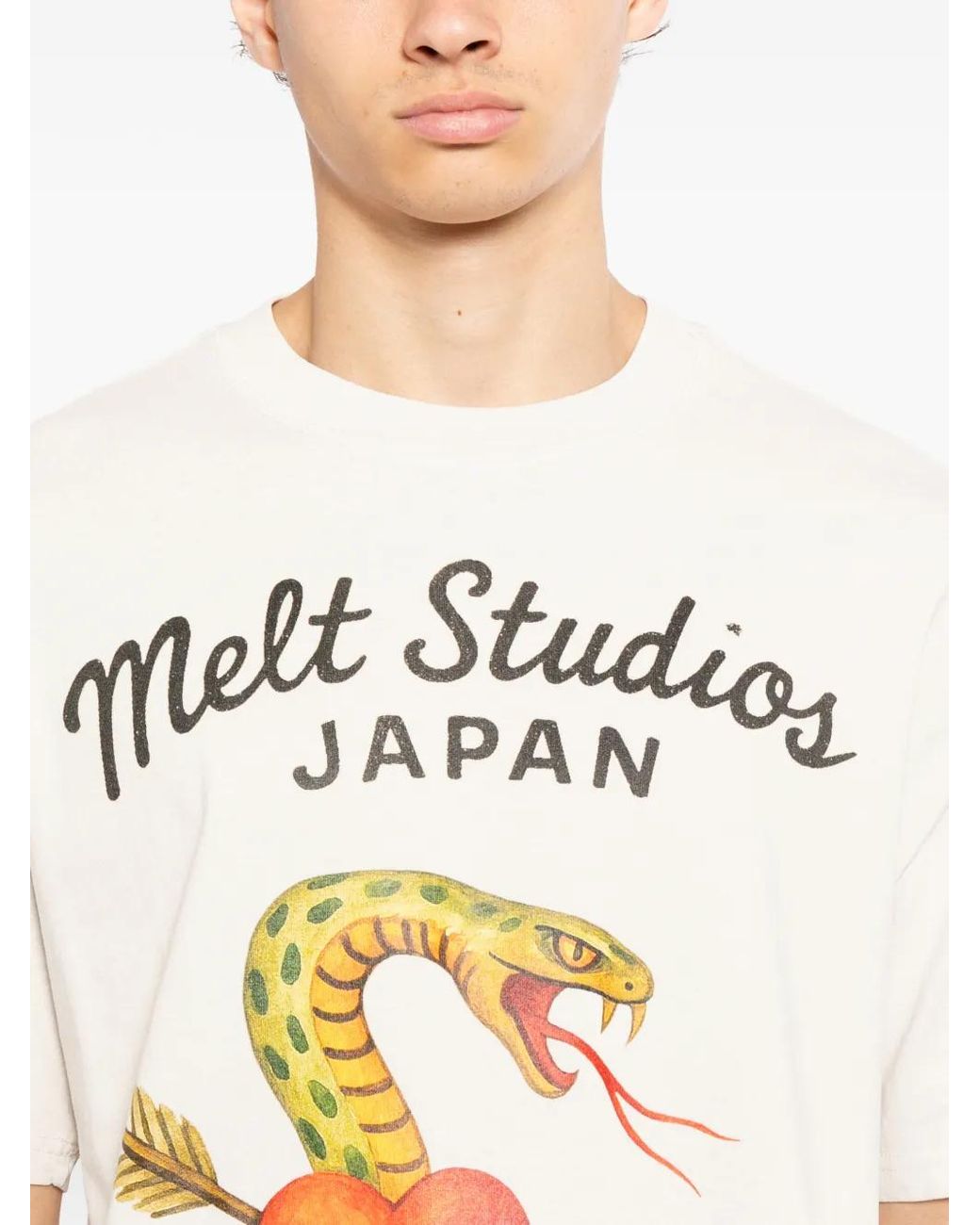 Melt White Snake-Print T-Shirt for men