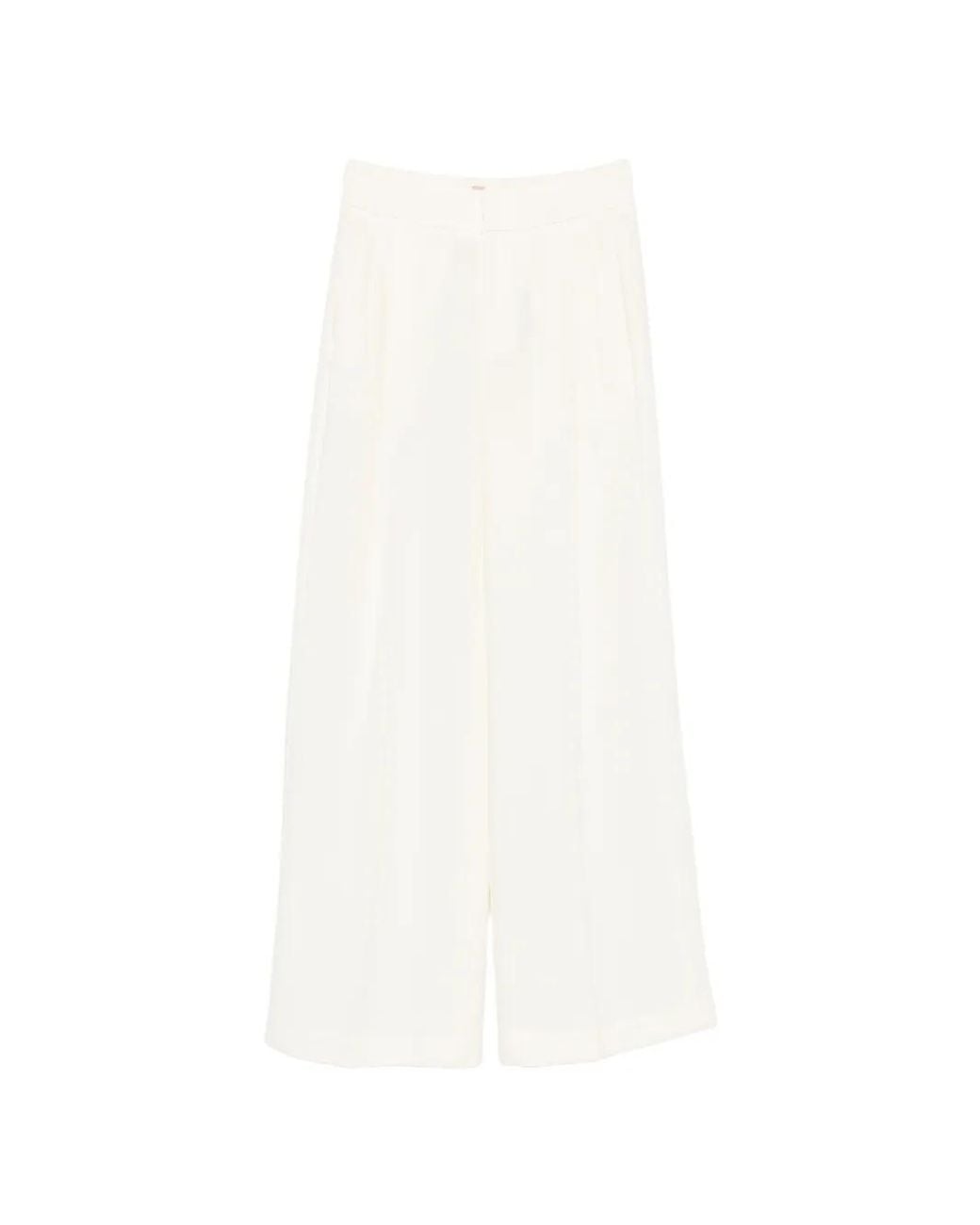 Twinset White Wide-Leg Tailored Trousers