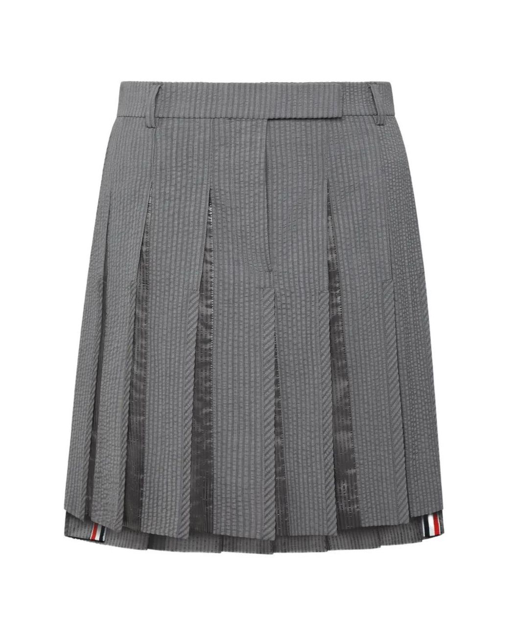 Thom Browne Seersucker Mini-Plooirok in het Gray