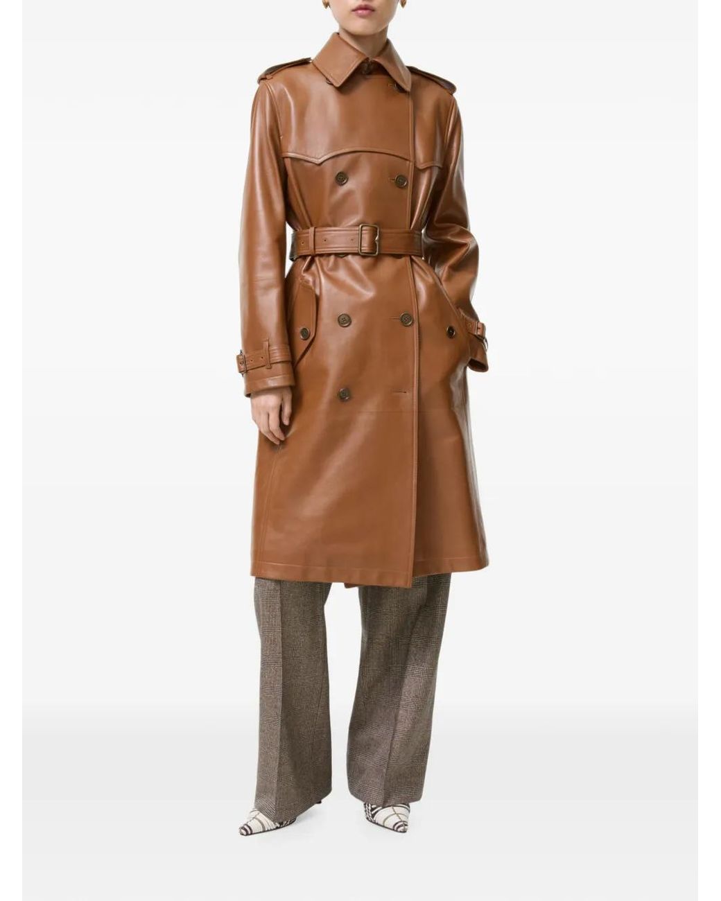 Burberry Brown Long Leather Foxfield Trench Coat