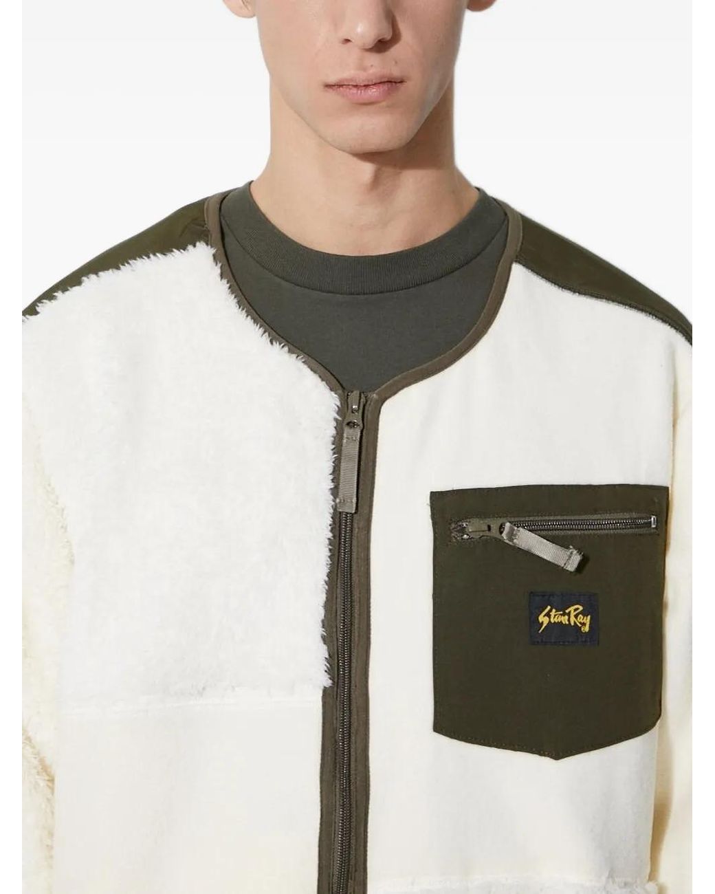 Stan Ray Natural Fleece Panelled Zip-Up Sweater for men