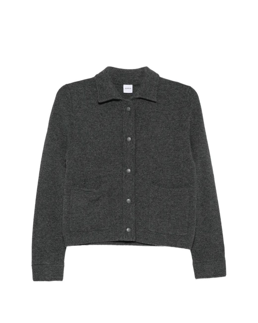 Aspesi Black Button-Up Collared Cardigan