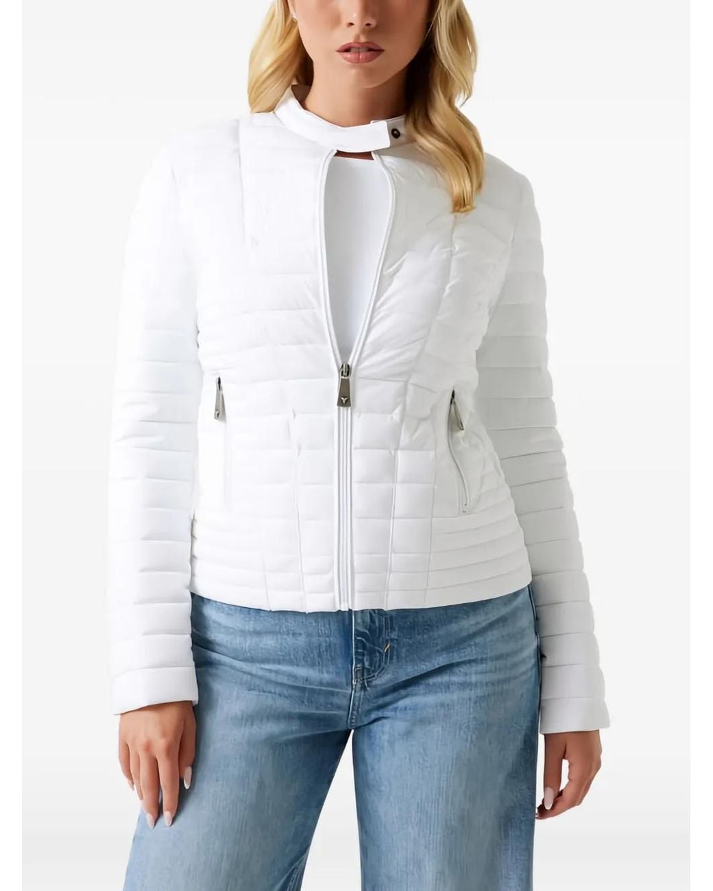 Guess White Quilted Padded Jacket