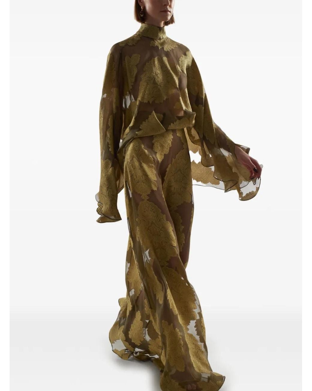 Taller Marmo Brown Chimera Damascus-Jacquard Maxi Dress