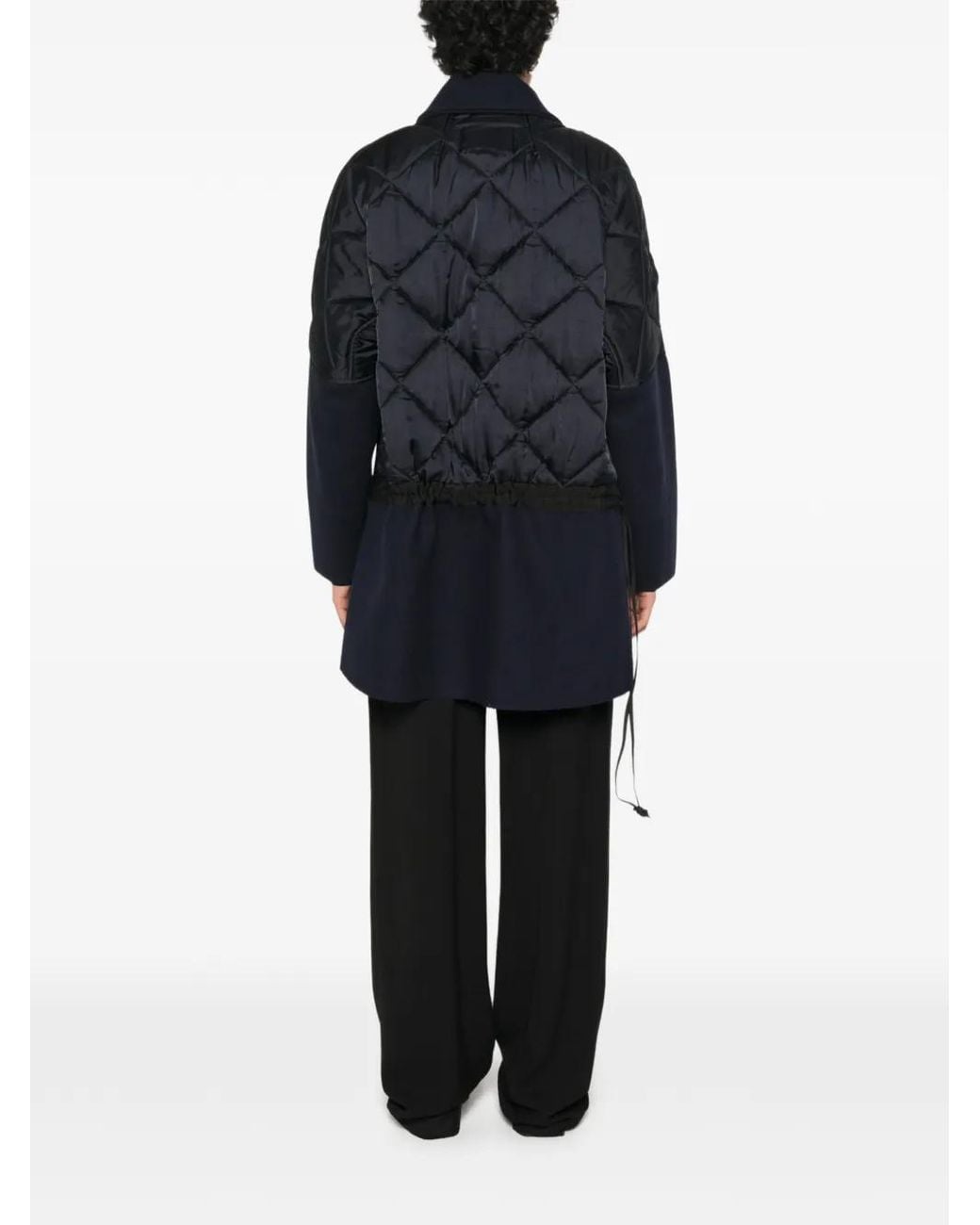 FRANCESCA MARCHISIO Blue Quilted-Panel Drawstring Coats