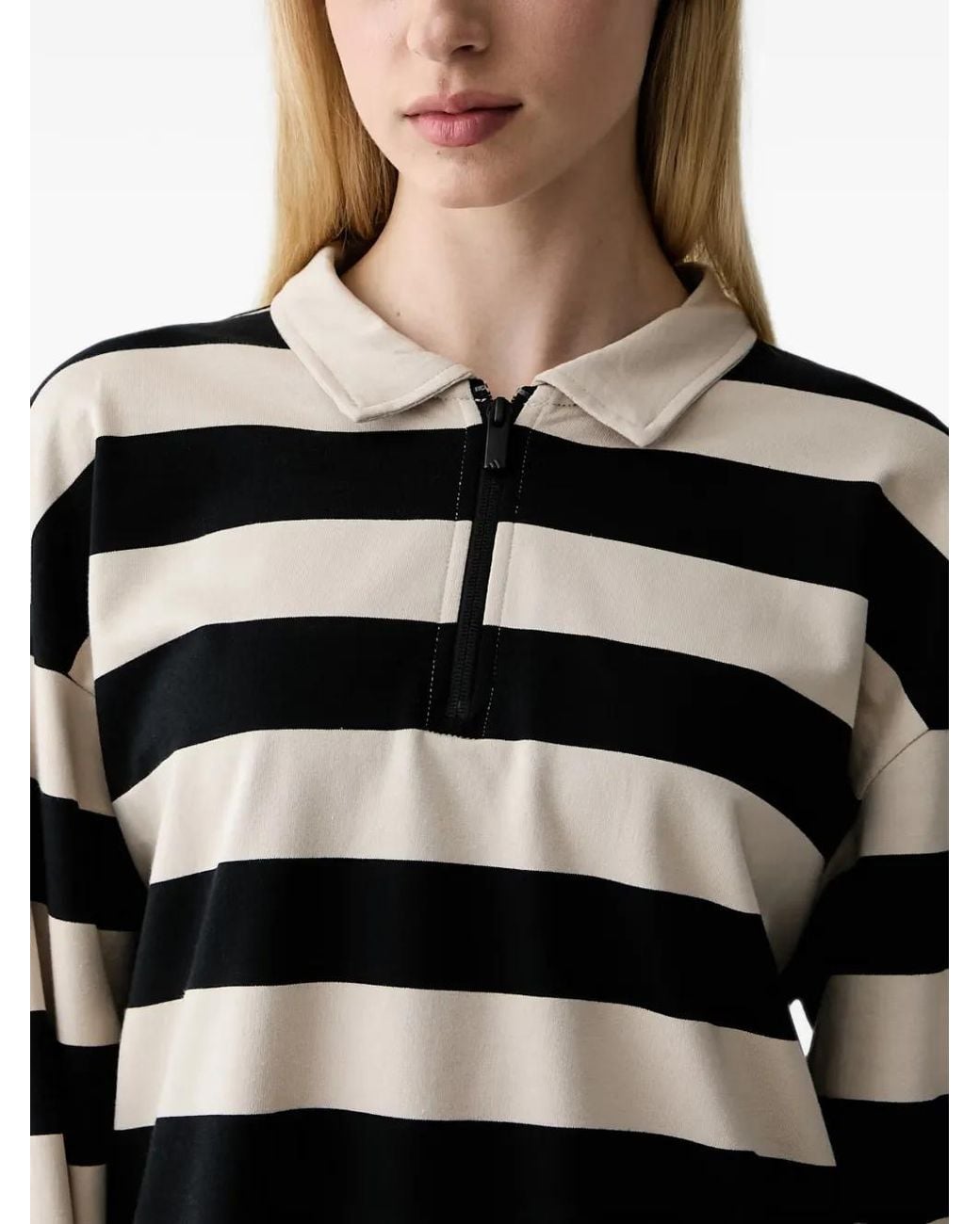 Adidas Black Striped Quarter-Zip Polo Shirt