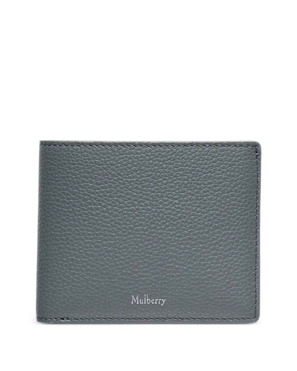 Mulberry Gray Grained Leather Wallet for men