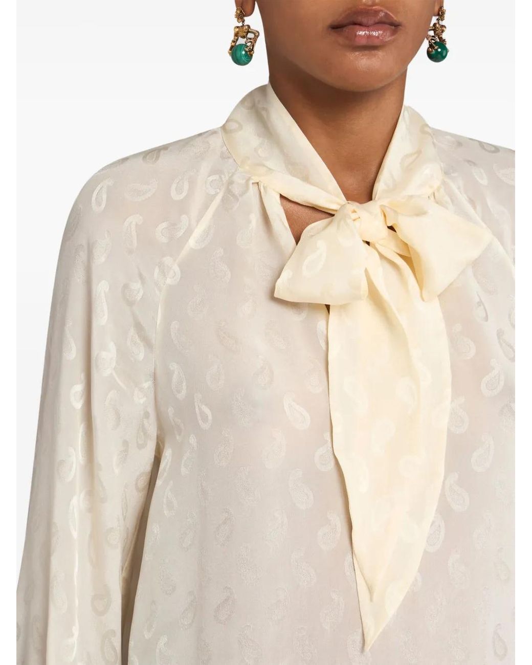 Etro White Silk Jacquard Blouse