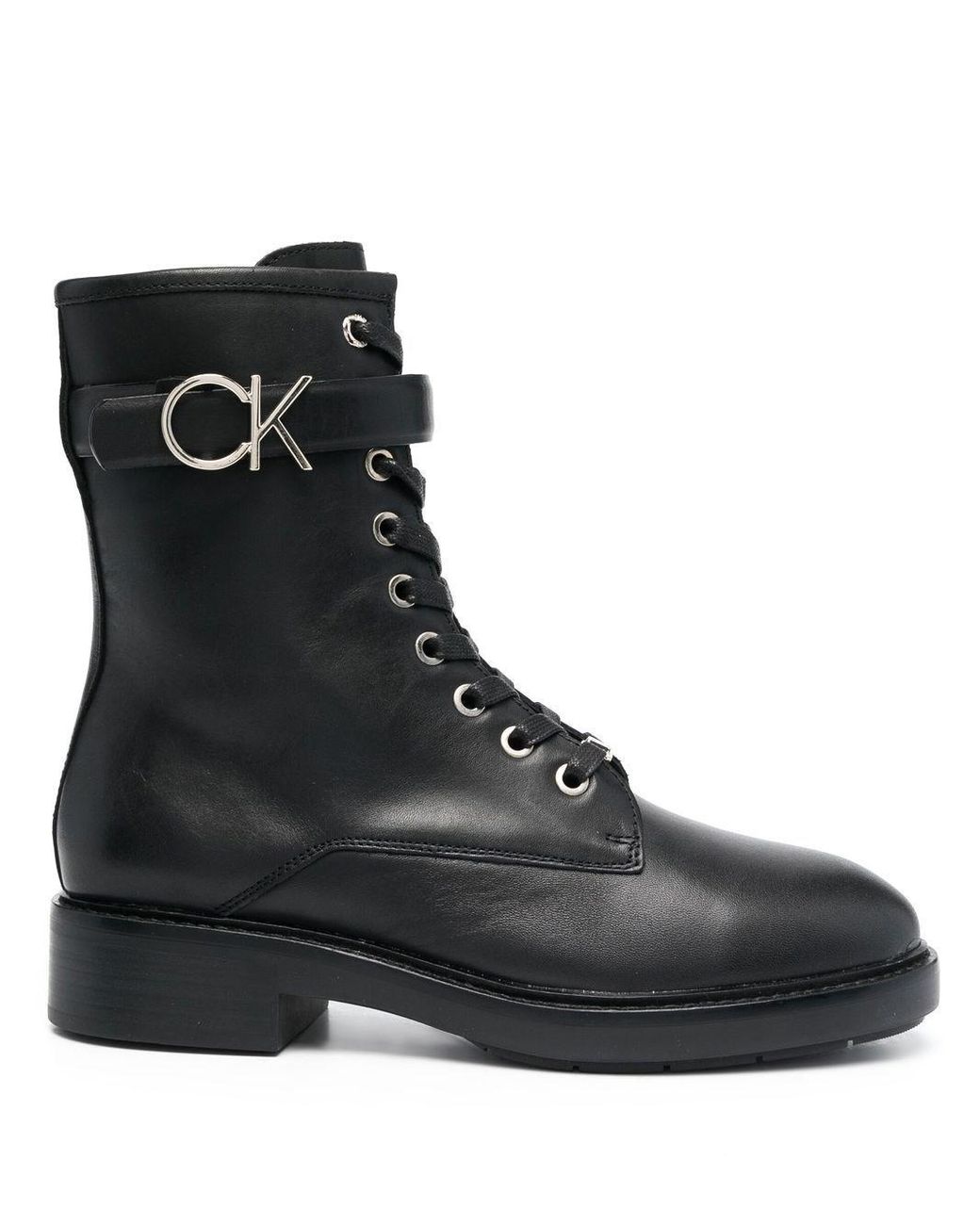 Calvin Klein Logo-buckle Combat Boots 