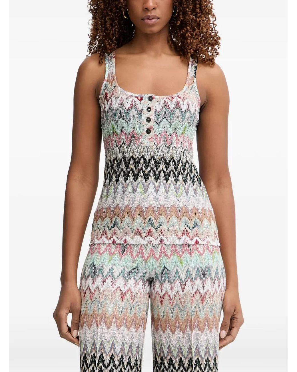 Missoni White Zigzag-Knit Sleeveless Top