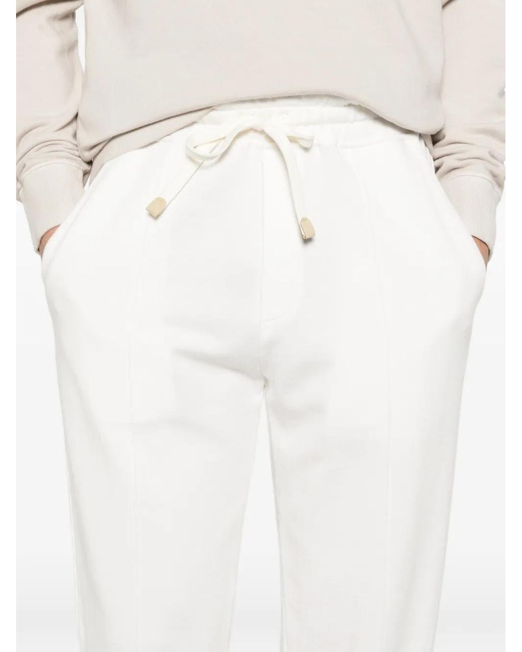 Eleventy White Drawstring Panelled Sweatpants for men