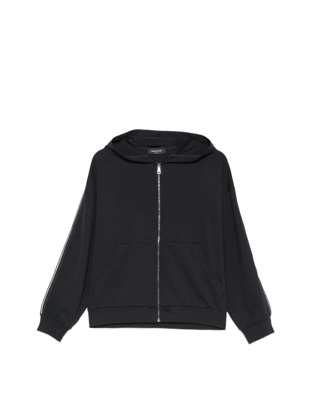 Fabiana Filippi Black Zip-Fastening Side-Stripe Hoodie