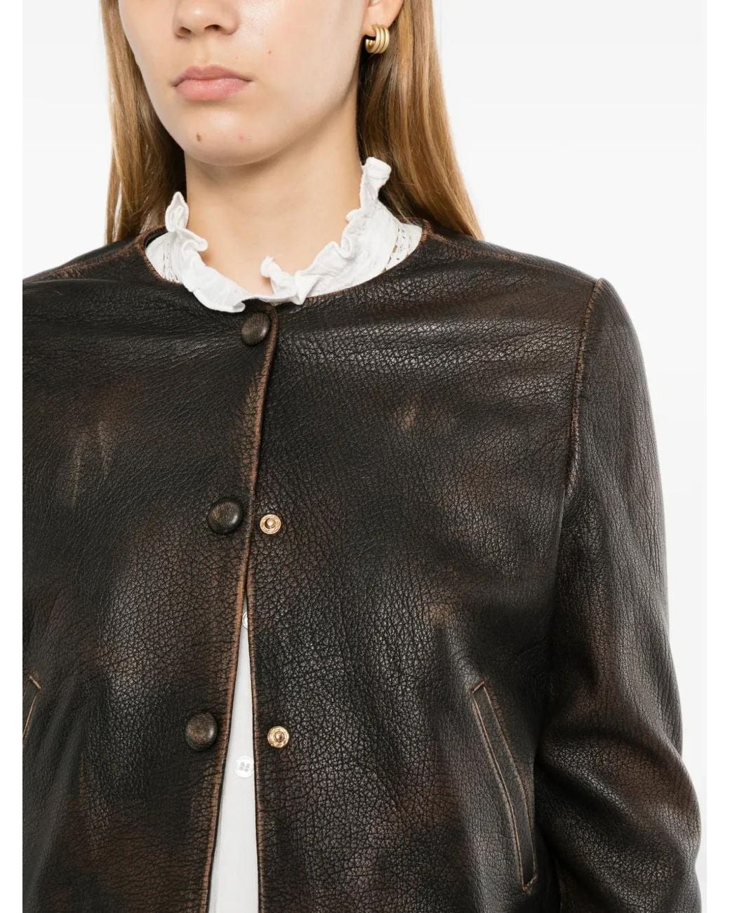 Cynthia Rowley Brown Veste Winona En Cuir