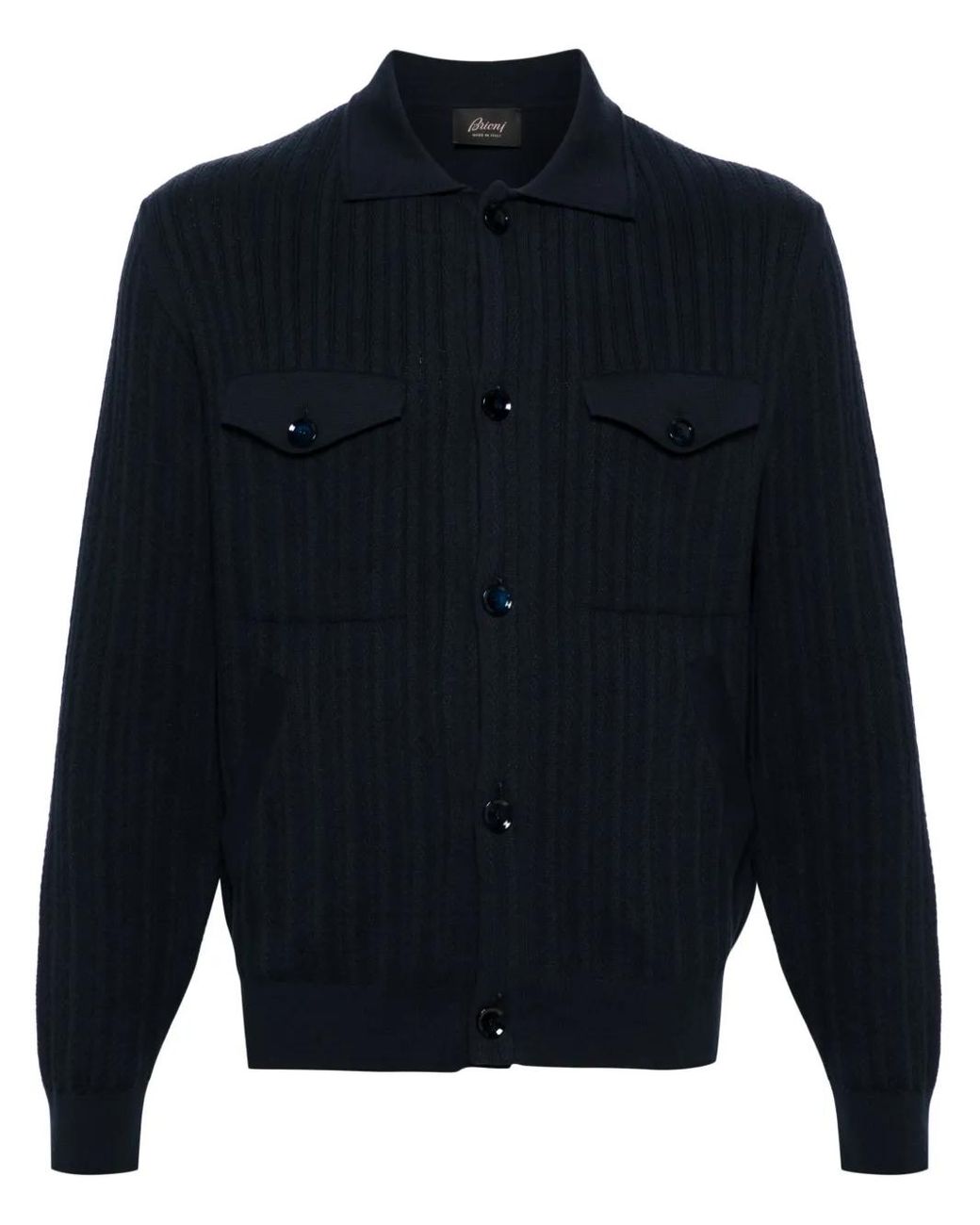 Brioni Blue Spread-Collar Buttoned Cardigan for men