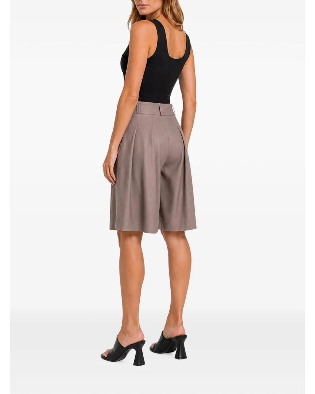 Hamza Brown Kimi Pleated Shorts
