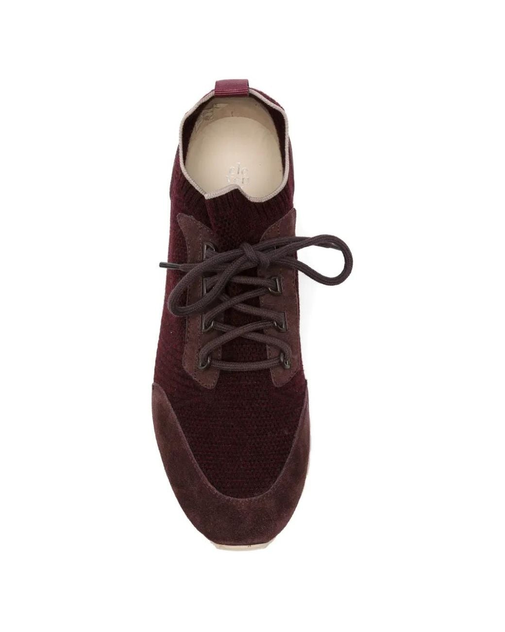 Eleventy Brown Suede-Panelled Knit Sneakers for men