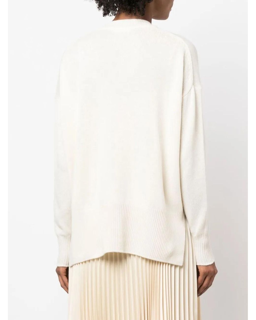 Jil Sander White Round Neck Sweater