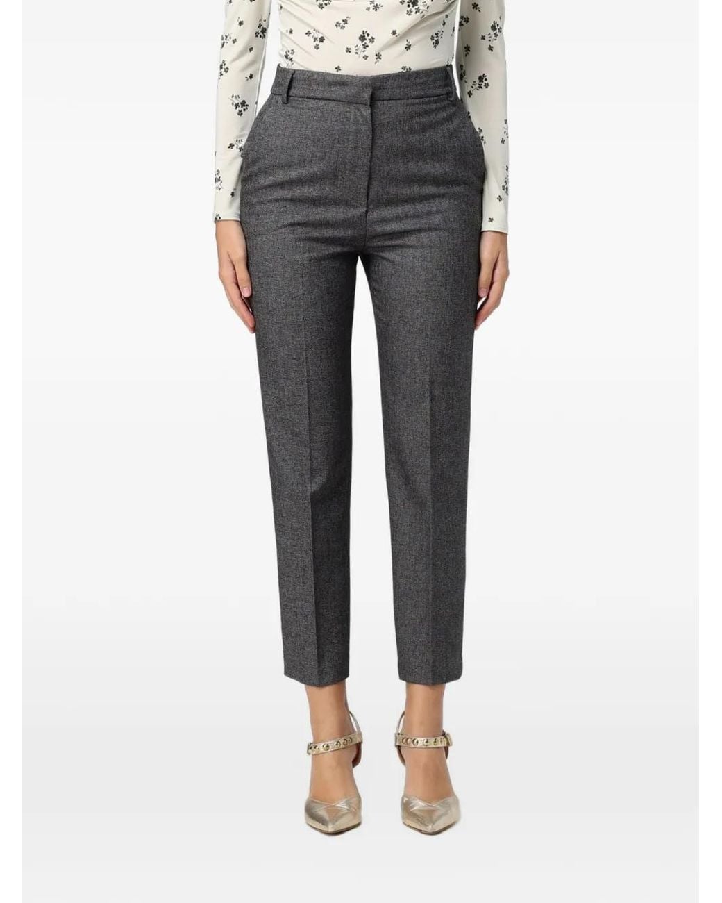 Hanita Gray Tailored Cropped Trousers