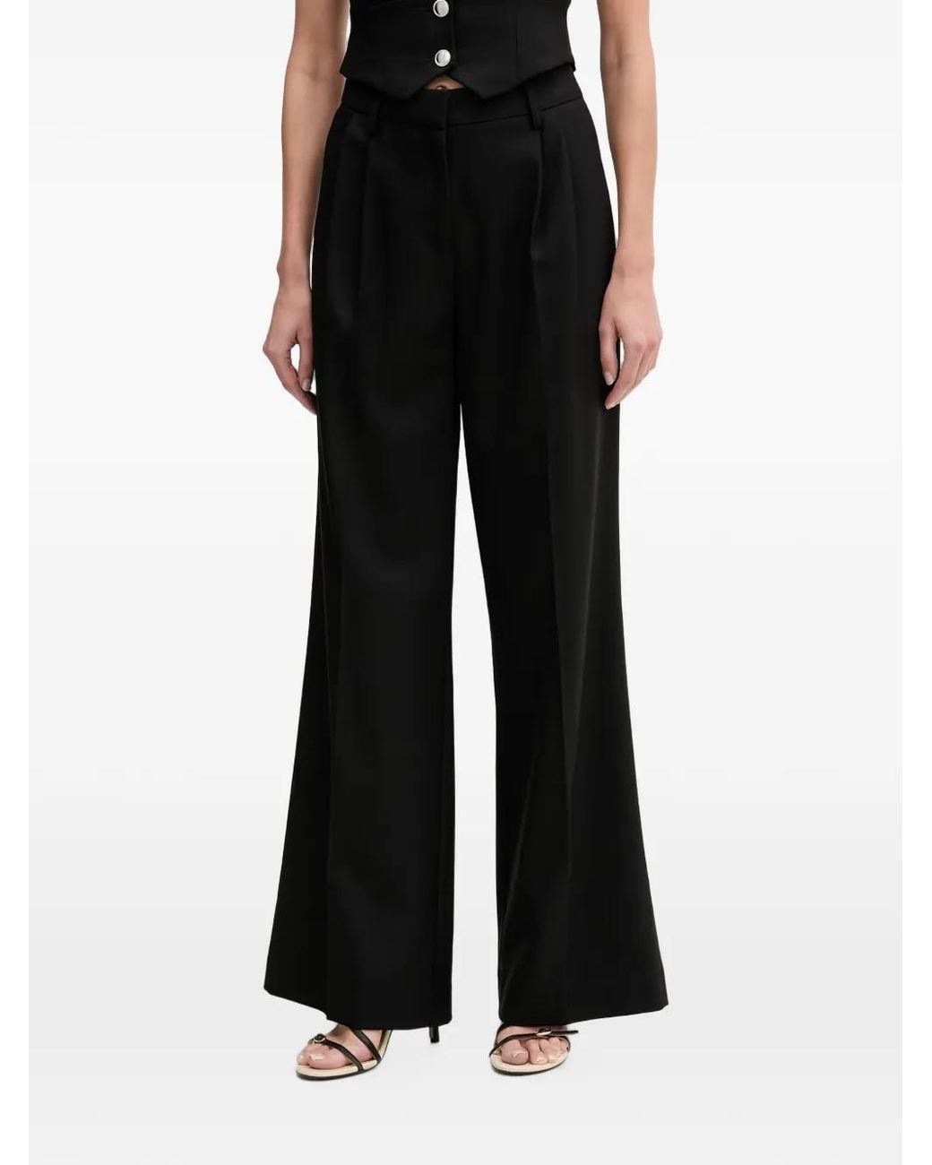Morgan Black Wide-Leg Tailored Trousers