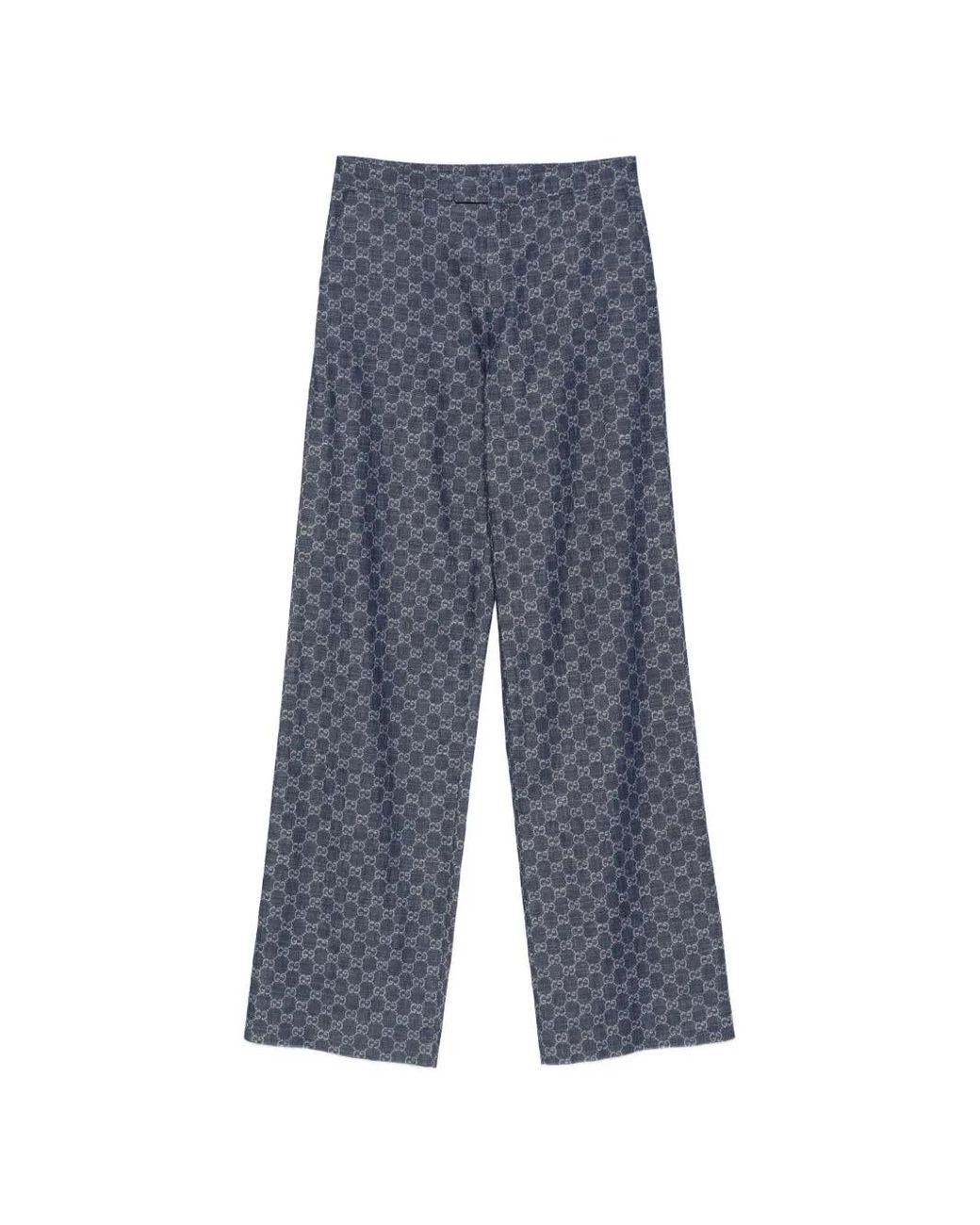 Gucci Blue Gg Cotton Denim Jacquard Trousers