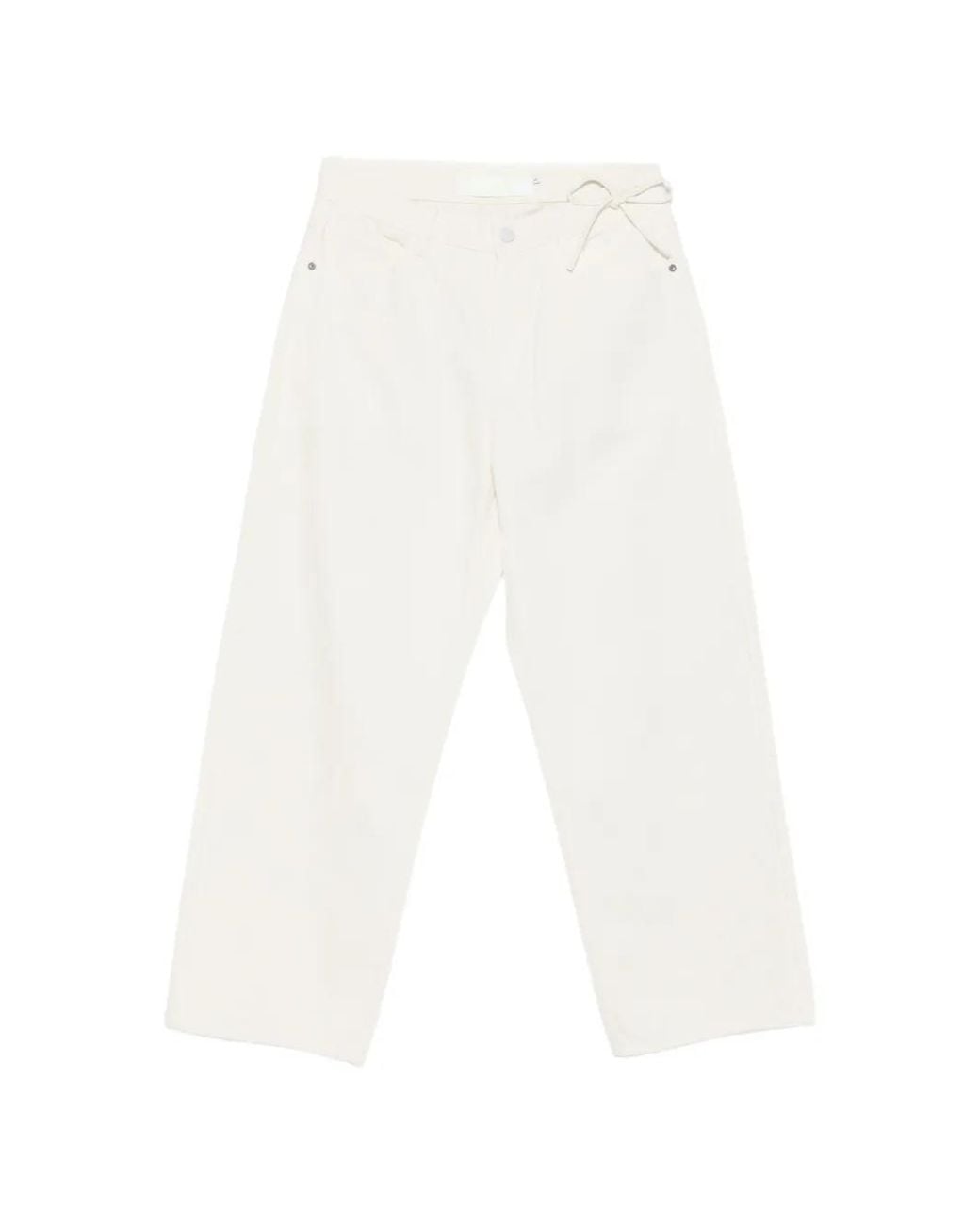 New Amsterdam White Tie-Fastening Wide-Leg Jeans