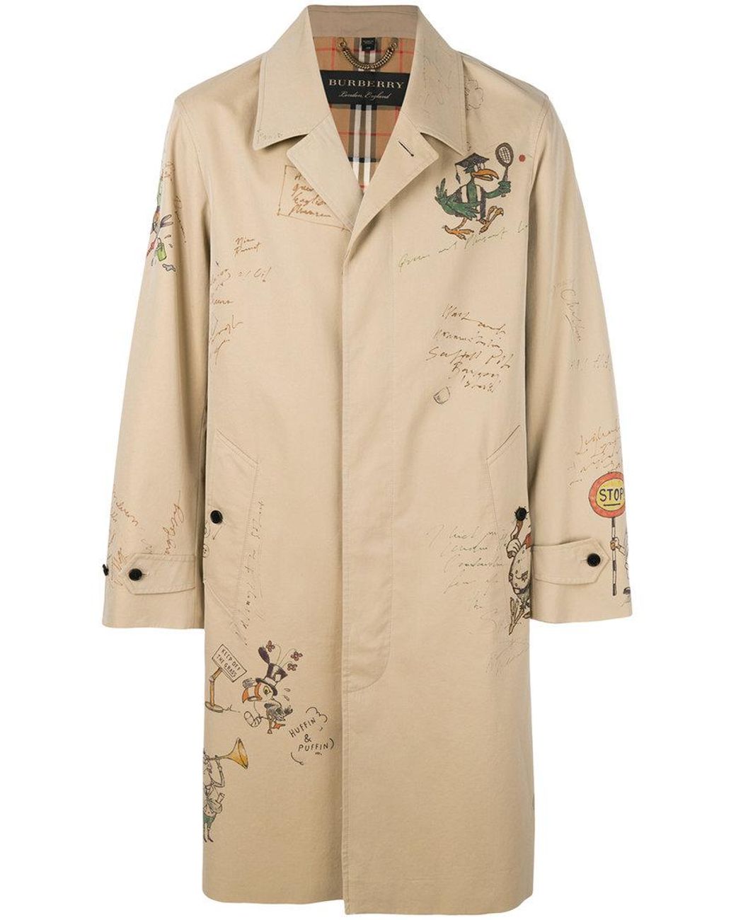 Burberry Sketch Print Tropical Trench Coat in Natural for Men | Lyst