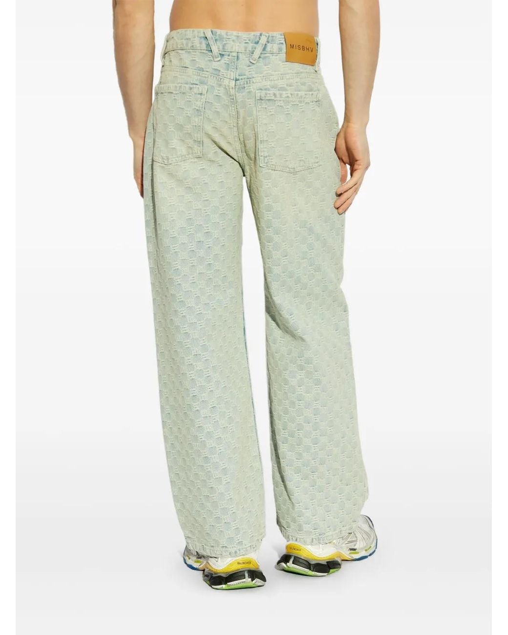 M I S B H V Green Monogram Jeans for men