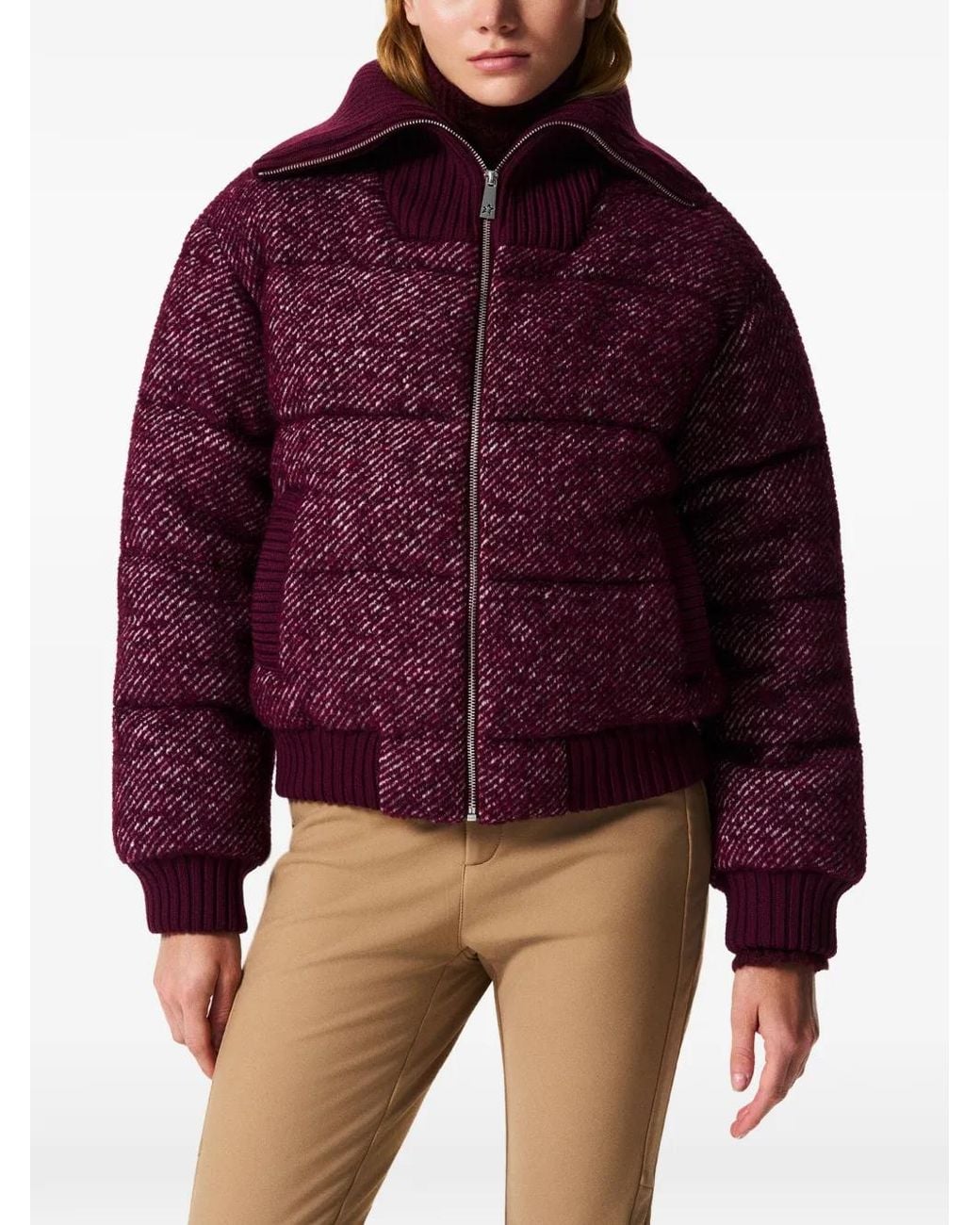Perfect Moment Red Bouclé-Wool Padded Jacket