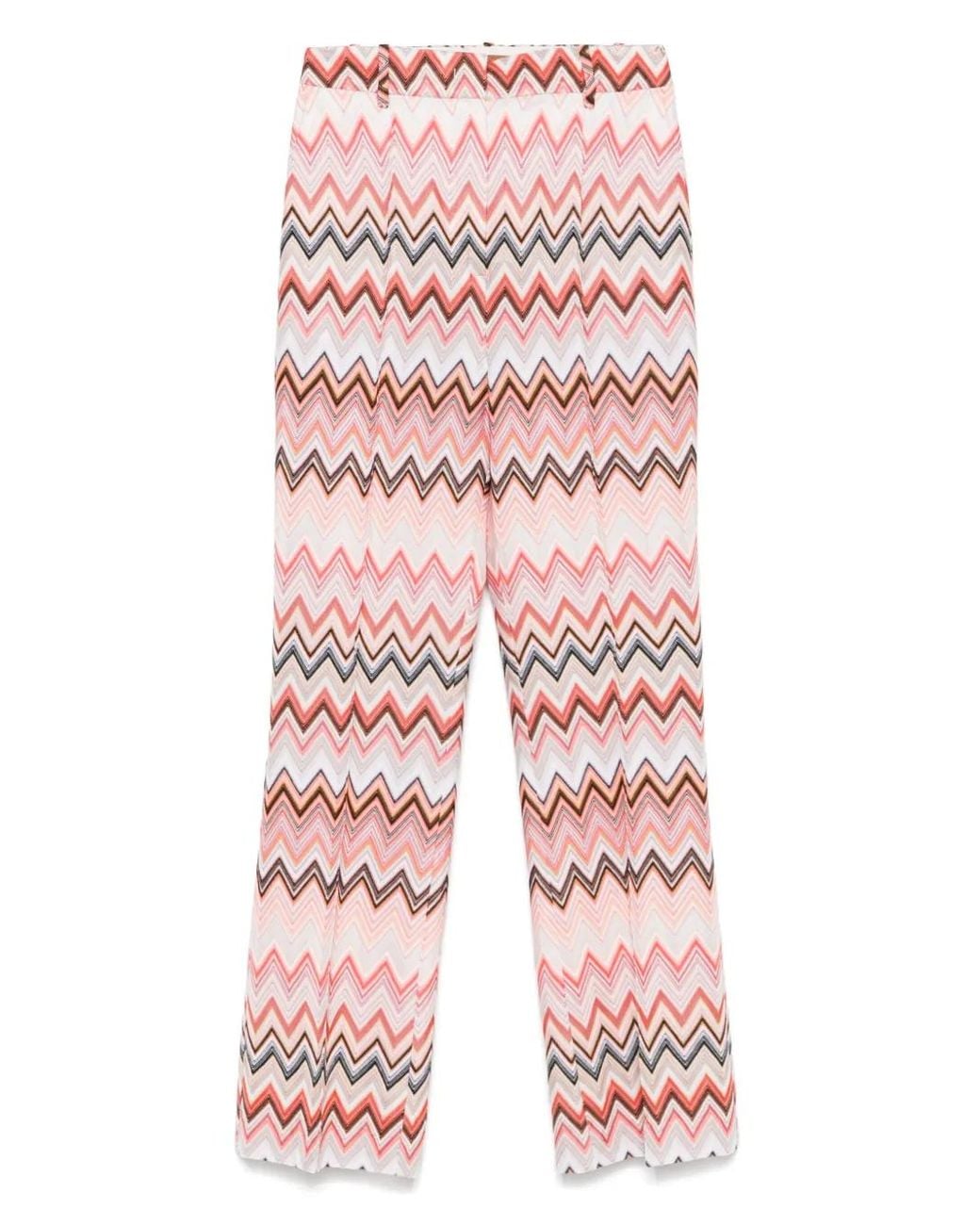 Missoni Flared Zigzag Pattern Trousers With Soft Texture