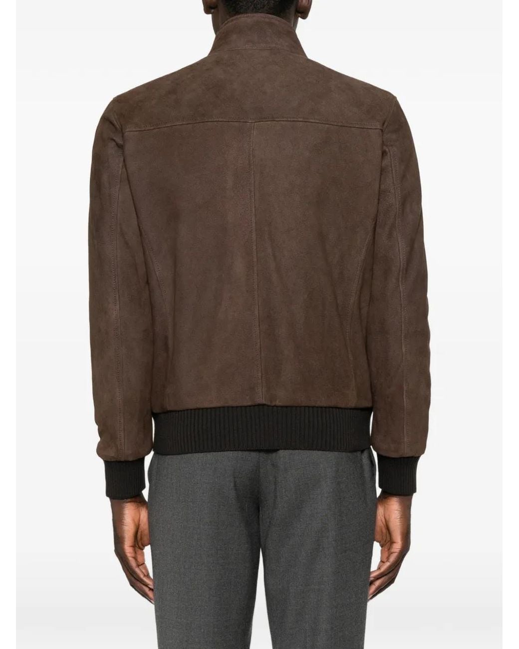 Barba Napoli Brown Shearling-Lined Suede Jacket for men